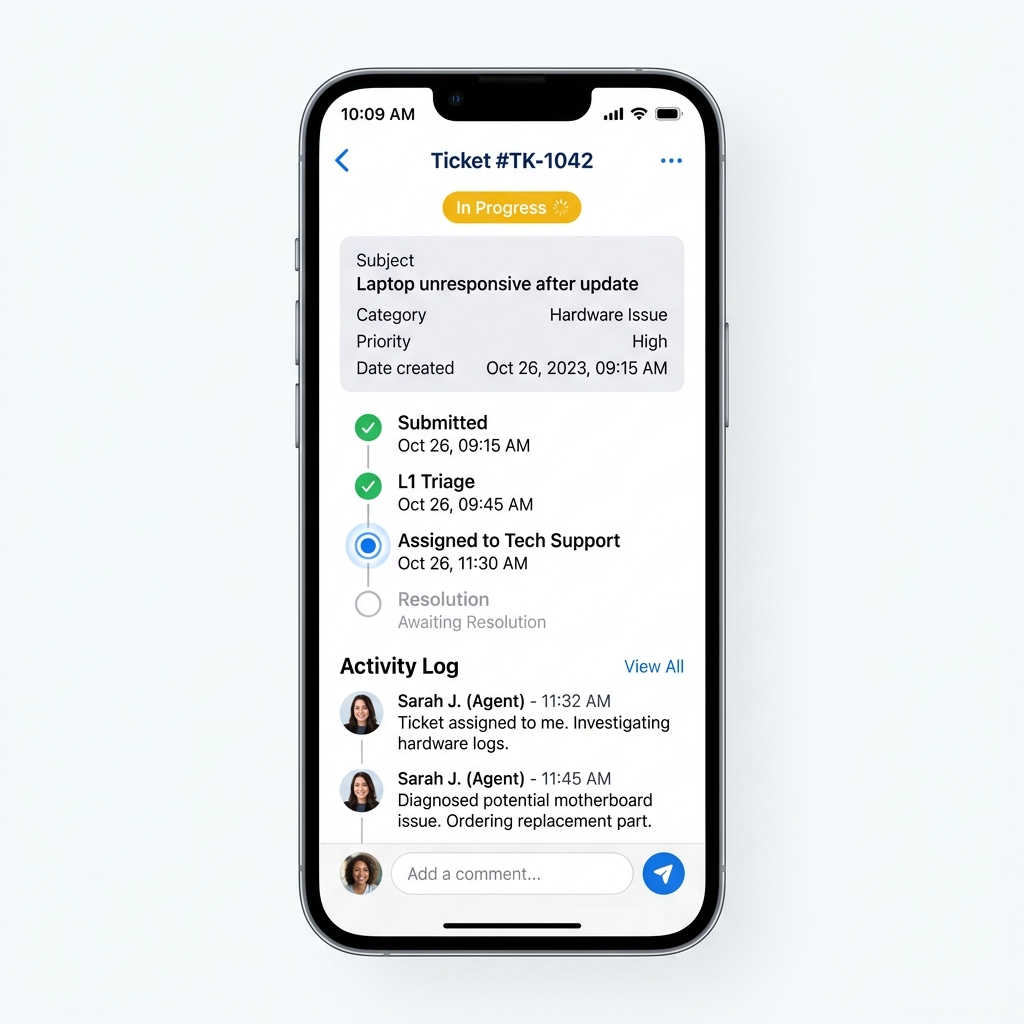 Ticket Status Screen