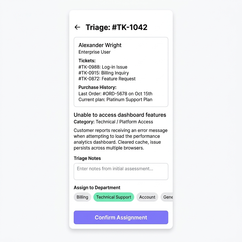 Triage Assign Screen