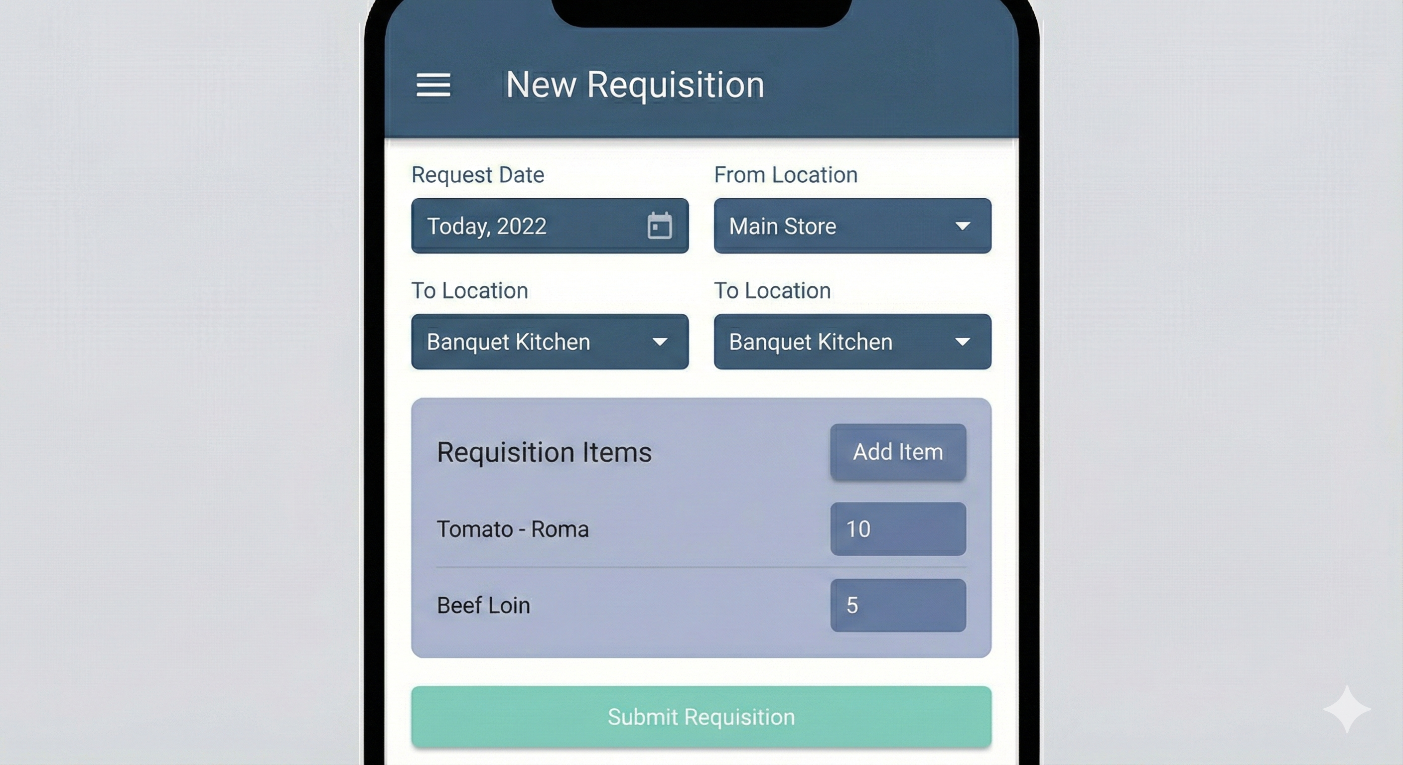 Create Daily Requisition Screen