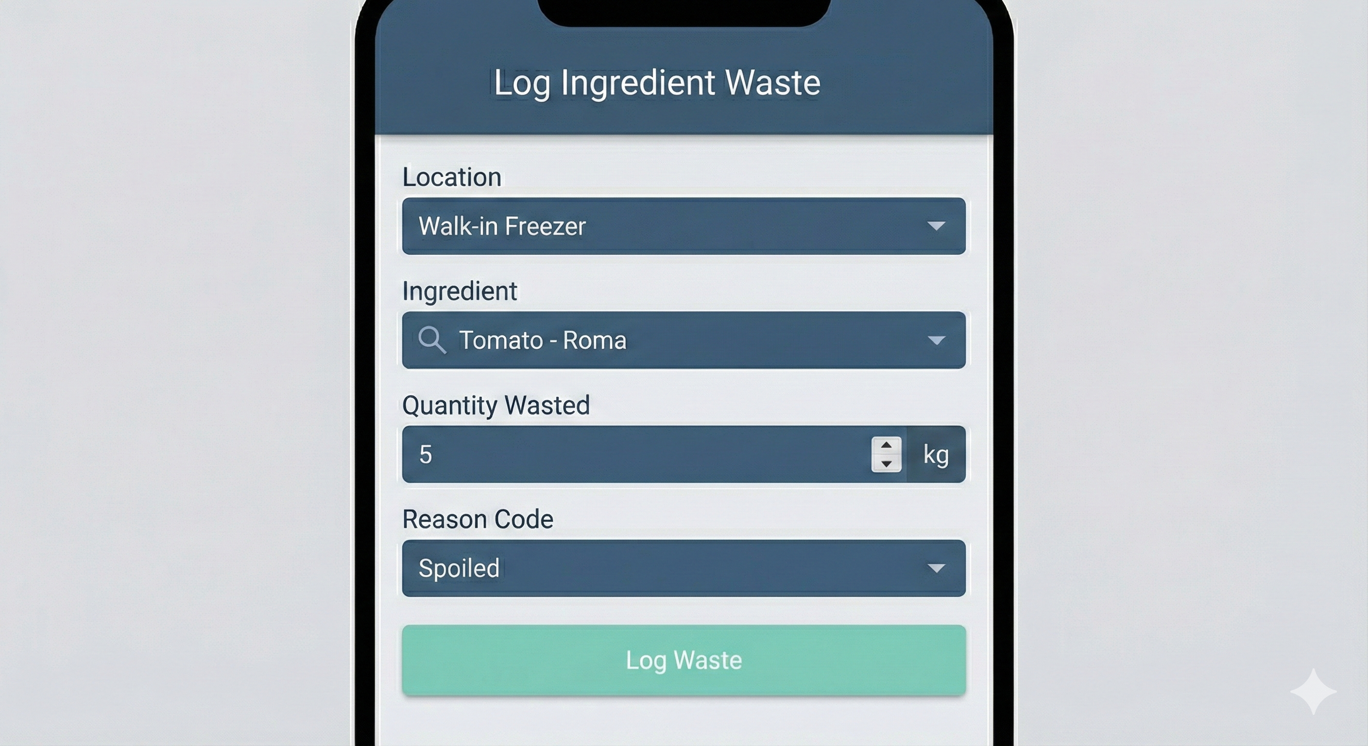 Log Ingredient Waste Screen