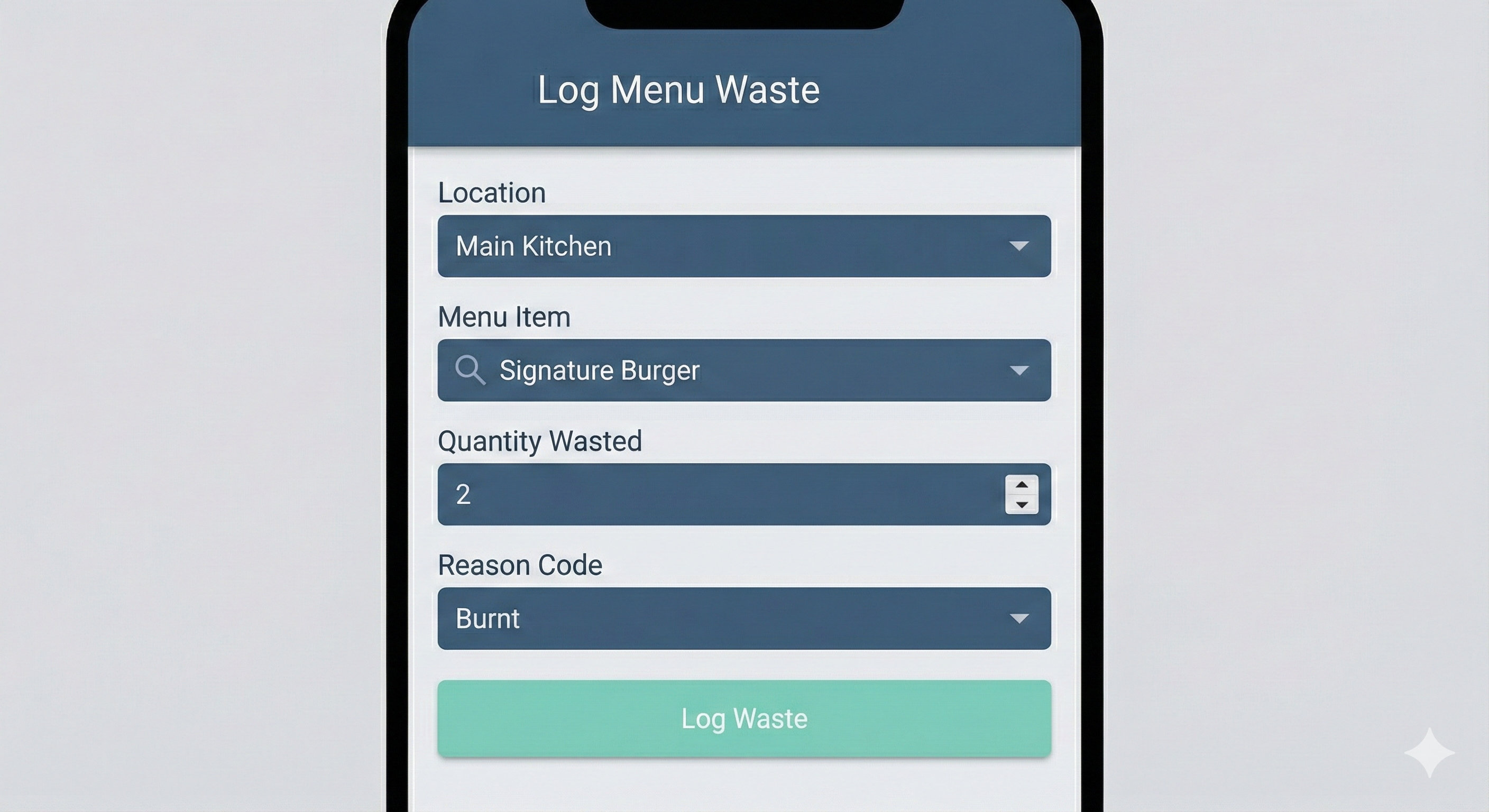 Log Menu Item Waste Screen